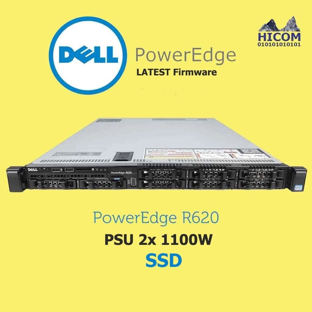 Dell R620 Server 3GHz RAM 128GB 2xE5-2690v2 20C RDIMM H710P 2x1100W version ล่าสุด Poweredge มือสองร