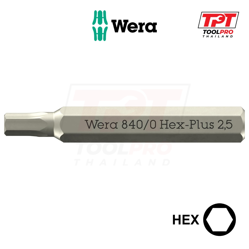 Wera ดอกไขควง หกเหลี่ยม, 840/0 Hex-Plus MICRO Bit