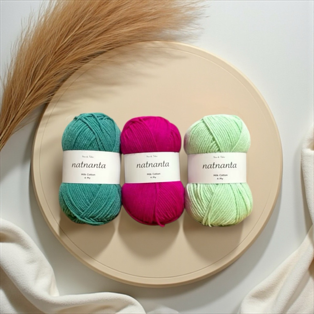 🌈พร้อมส่ง 🪴 natnanta 🌻ไหมพรมน่ารักๆ🌻 cotton 4 ply (50 g)