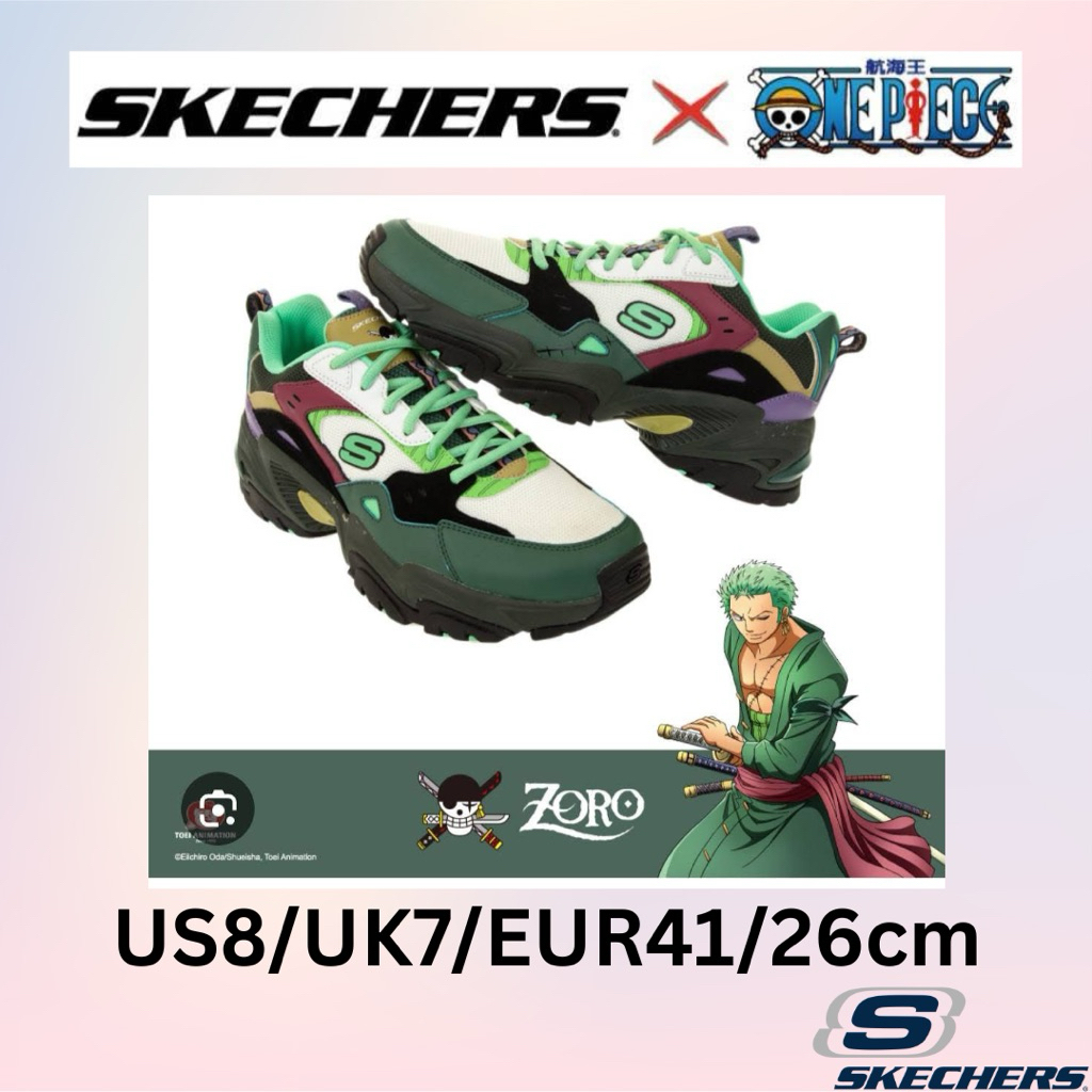 Skechers X One Piece 💥Zoro💥 *มือ2 *มีกล่อง💥พร้อมส่ง💥 Size US8/UK7/EUR41/26cm