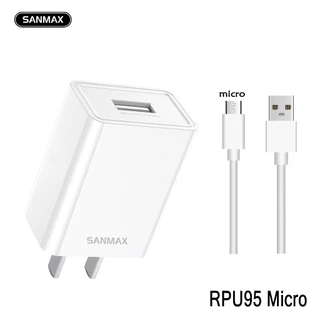 sanmax rpu96 CCC ปลั๊กชาร์จ USB สายชาร์จ+หัวชาร์จ 2.4A สำหรับ phone typec micro ชาร์จเร็ว（รับประกัน1ปี ）