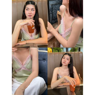 sanza top สายเดี่ยวลูกไม้ ❗️ก่อนกดสีนู้ดเลื่อนดูสีจริงก่อนนะคะ* บางรูปสีอาจเพี้ยนได้ถ่ายจากงานจริง