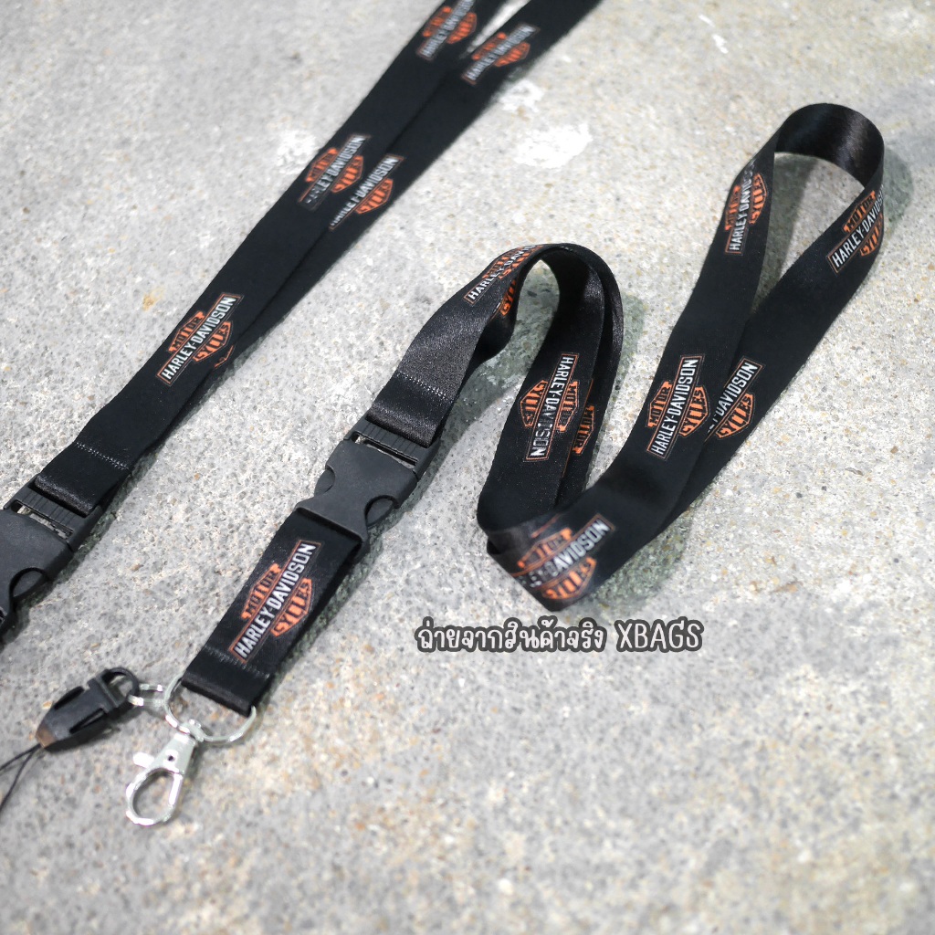 Harley Davidson Lanyard ผ้าลื่น เส้นเล็ก พิมพ์ลายเป็นเนื้อเดียวกับผ้า