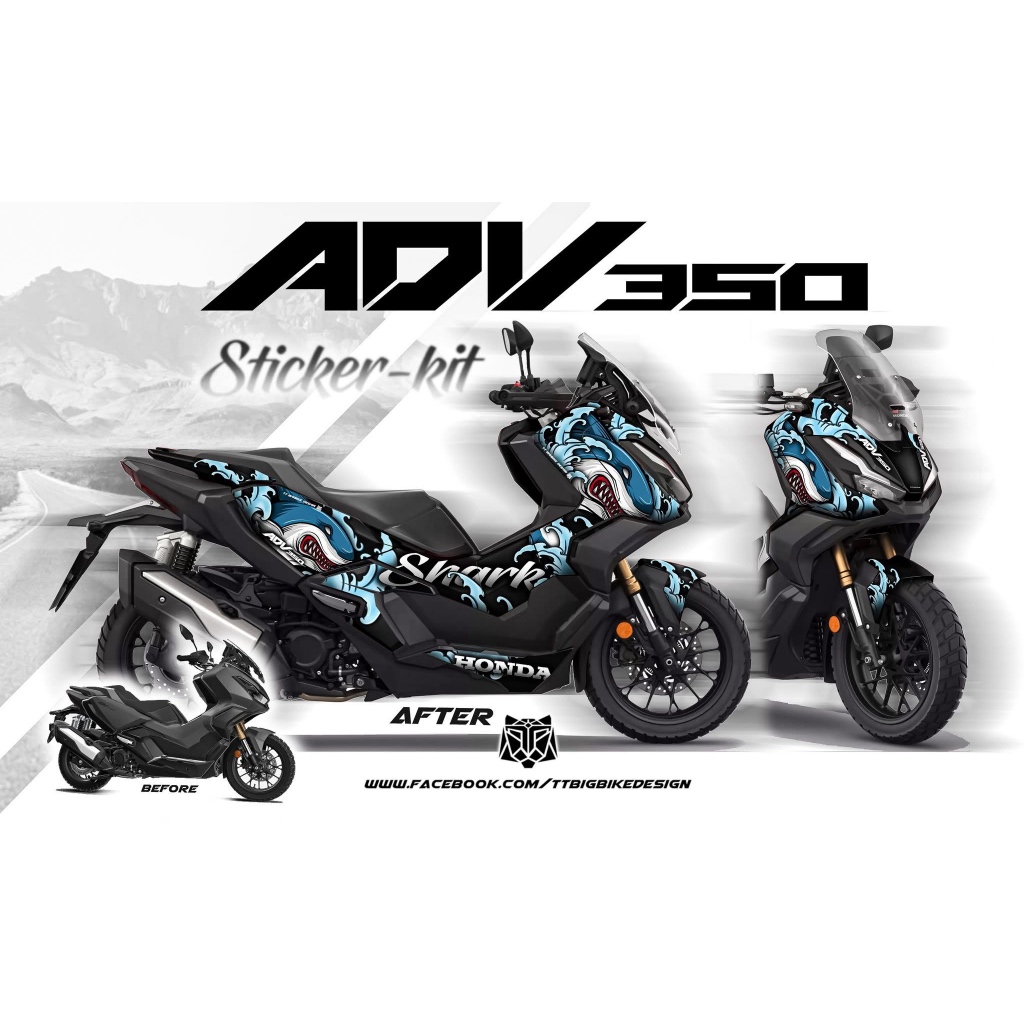TT BIGBIKE DESIGN ชุดสติ๊กเกอร์แต่งรถ สำหรับ ADV350 ลาย TT SHARK RACING