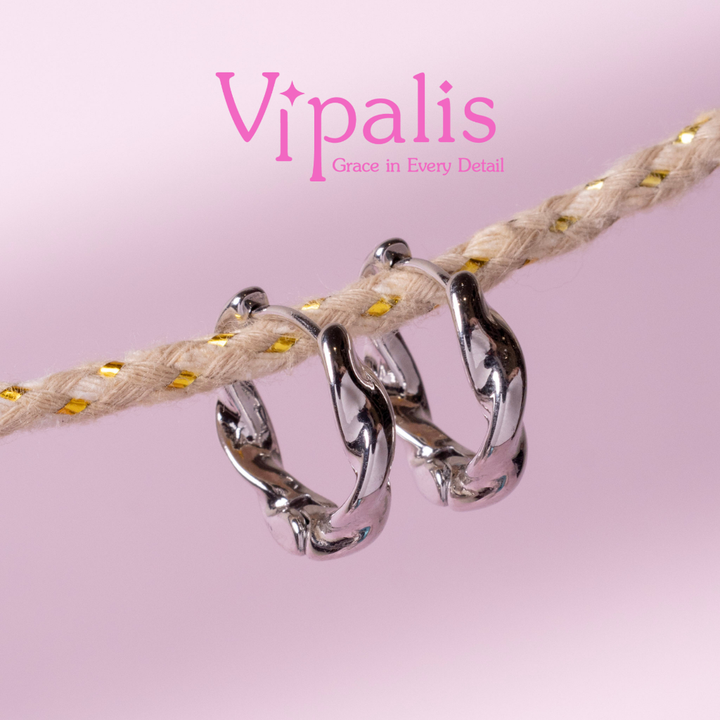 Vipalis ต่างหูห่วงมินิมอล post pin 925 silver ดีไซน์เกลียว Unisex ใส่ได้ทุกวัน พร้อมส่ง