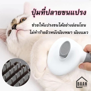 BAAN แปรง ที่แปรงขนสัตว์ ขนแมว ขนสุนัข หวีแมว หวีขน หวีแปรงขนสัตว์เลี้ยง ใช้งานง่าย หวีกำจัดขน พร้อมปุ่มดันขน รุ่น 2001