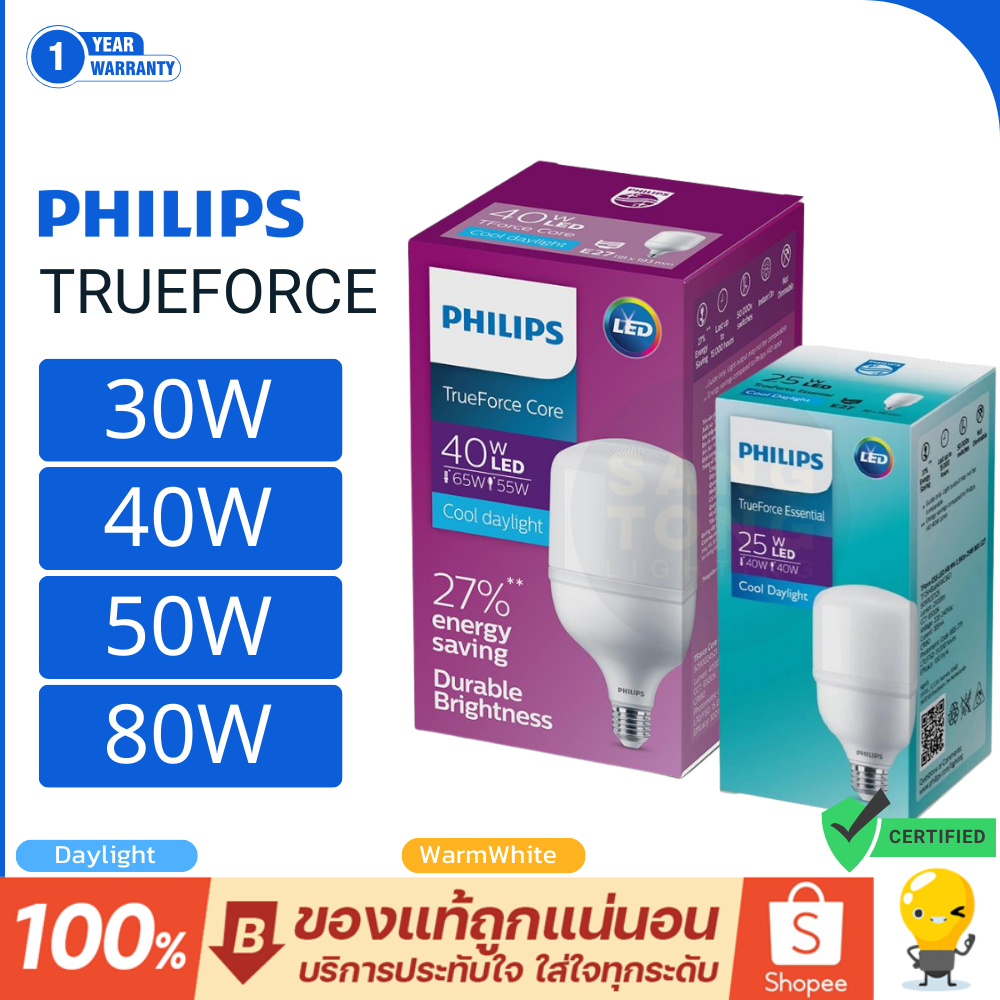 Philips LED TrueForce Core T-Bulb Highbay G3 E27 ขนาด 30w 40w 50w 80w หลอดทรูฟอร์ซไฮเบย์