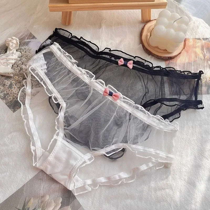 Peony & Lace กางเกงในผู้หญิง สไตล์ญี่ปุ่น เอวต่ำ ยืดหยุ่น ตาข่าย ซิมเปิล บางเบา ระบายอากาศดี ถุงสามเหลี่ยม เซ็กซี่ Y1920