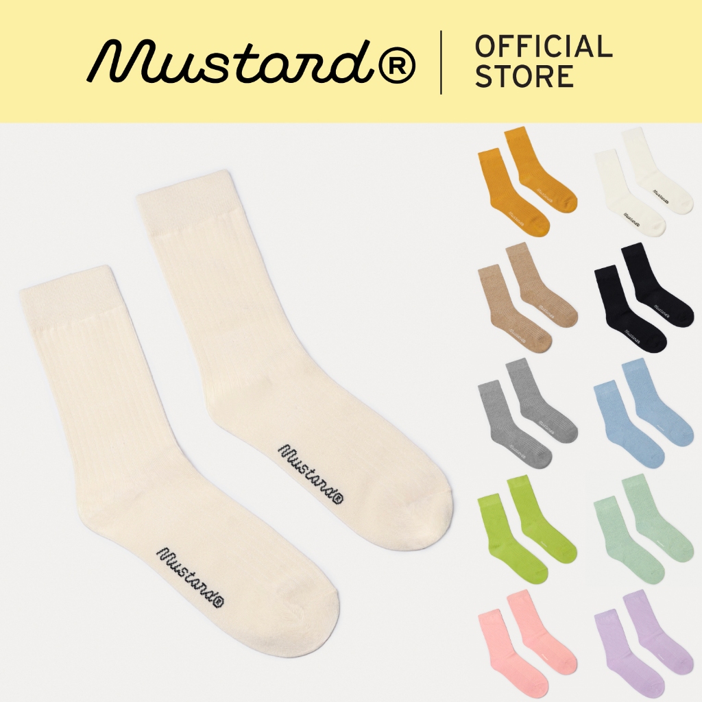 Mustard Ribbed Socks | ถุงเท้าข้อยาว (มีให้เลือก 11 สี)