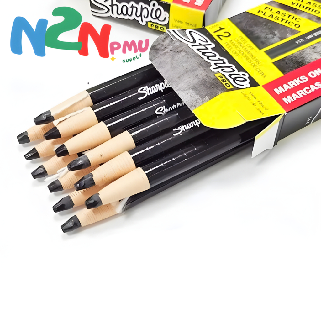 Sharpie Pro Wax Pencil Peel-Off 12 แท่ง – ปากกาแว็กซ์ร่างกรอบคิ้ว ปาก ขอบตา งานสักความงาม