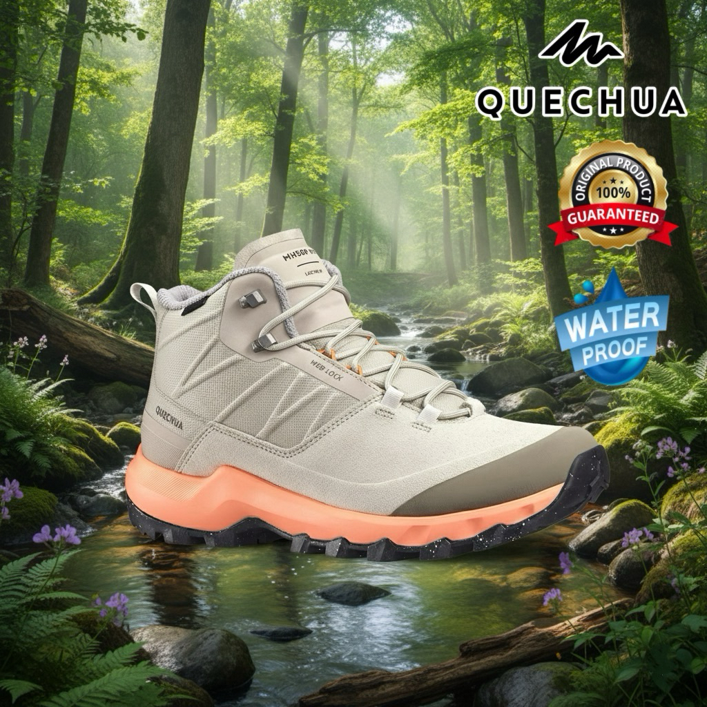 รองเท้าเดินป่าหุ้มข้อกันน้ำสำหรับผู้หญิง “มีไซส์ 36-41“ รุ่น MH500 (สีเบจ) QUECHUA