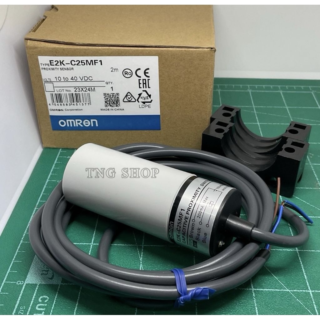 E2K-C25MF1 คาปาซิทีป PNP-NO เซ็นเซอร์ Sensor (Capacitive) 34มิล ระยะจับ 3-25มิล (จับความหนาแน่น)