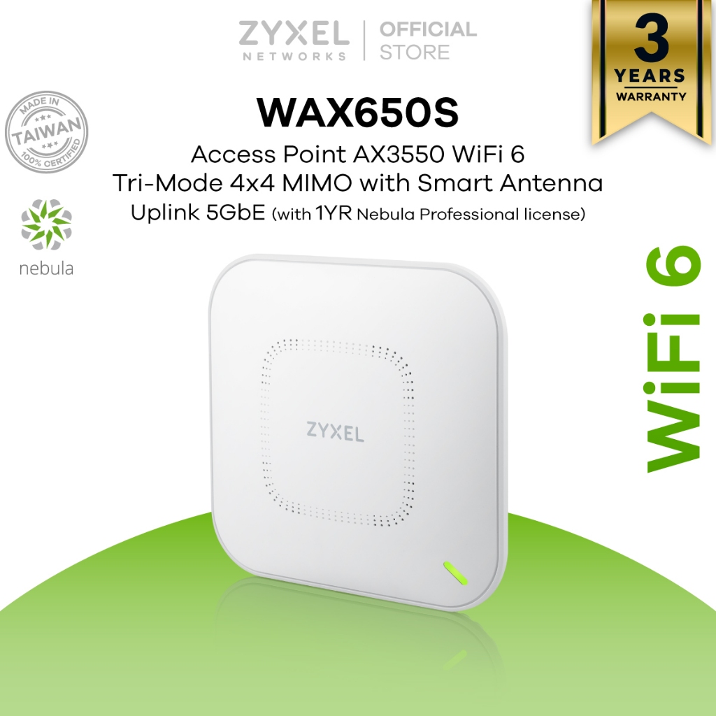 ZYXEL WAX650S WiFi 6 Dual-Radio Unified Pro Access Point