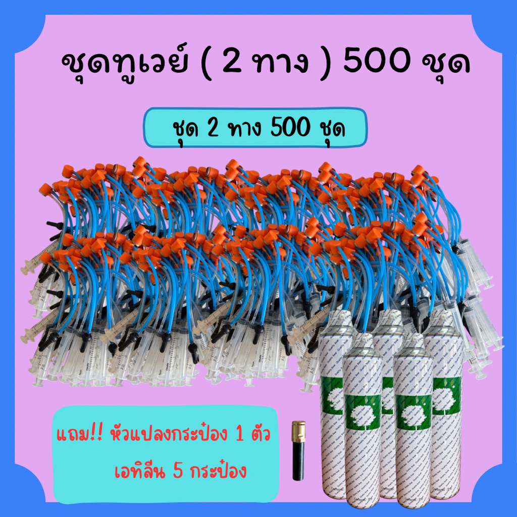 ชุดไซริ้งค์ทูเวย์(2ทาง) 500 ชุด ✅แถม หัวแปลงกระป๋อง1ตัว,เอทิลีน 5 กระป๋อง