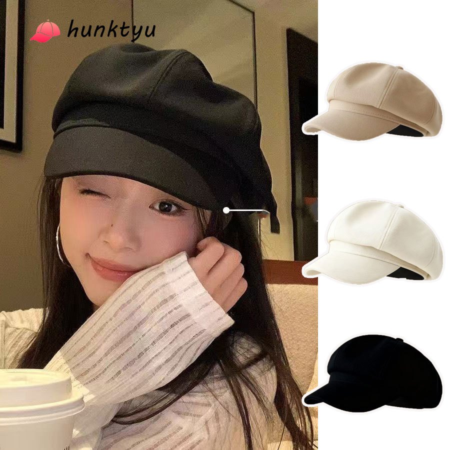 COD💕สไตล์ญี่ปุ่น  สีพื้น  หมวกแปดเหลี่ยม  ผู้หญิง  ย้อนยุค  หมวกเบเร่ต์  แฟชั่น  หมวก  อเนกประสงค์  ทันสมัย