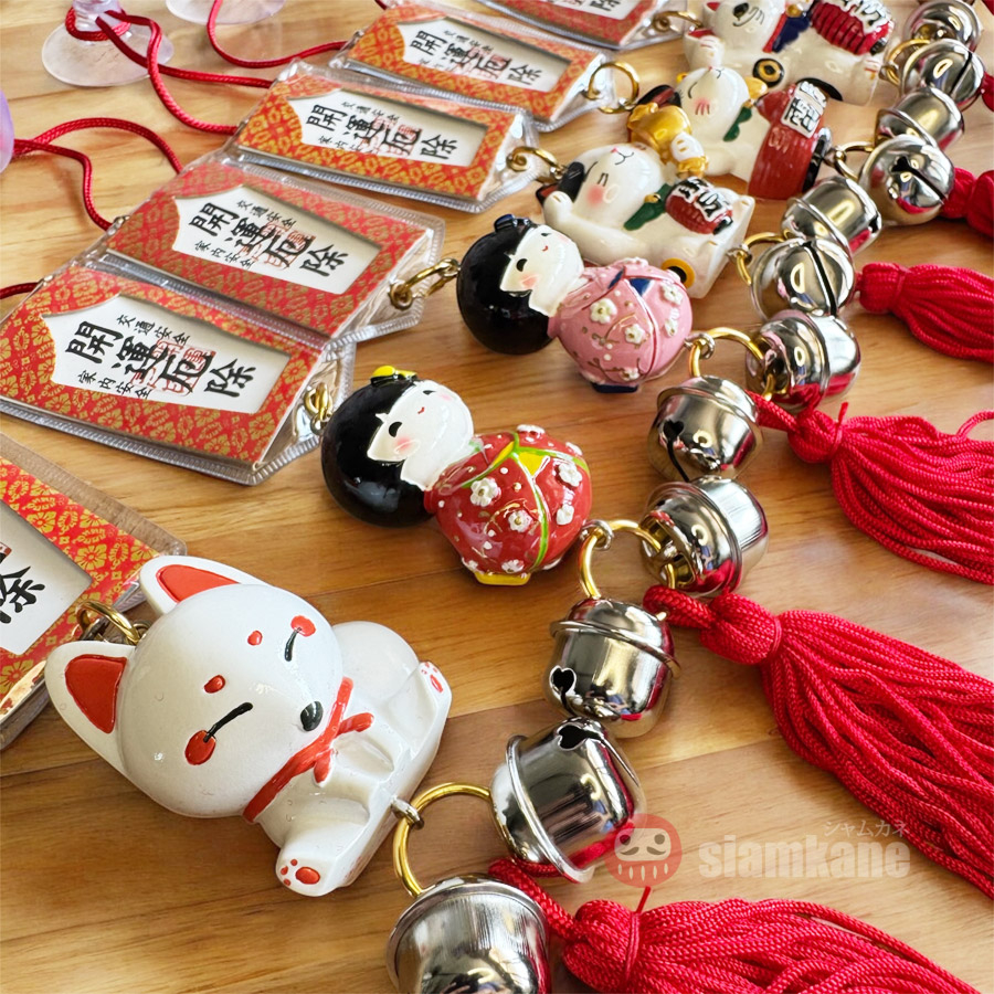 ป้ายพู่เครื่องรางญี่ปุ่น ห้อยหน้ารถ ประตู ร้านค้า แมวกวักนำโชค จิ้งจอก โคมไฟอาซะกุสะ หิ้วจากหน้าวัด Asakusa