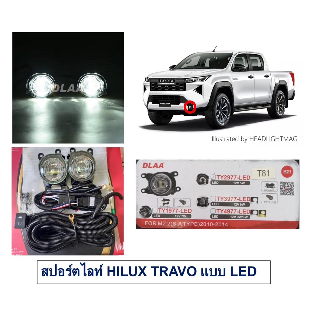 ไฟ​ตัด​หมอก​ทราโว่ TOYOTA​ HILUX TRAVO 2025 2026 Standard Cab Prerunner 4Trek Overland หัวเดี่ยว แคป 4 ประตู โคม LED