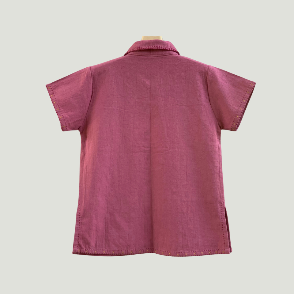เสื้อผ้าเมืองผู้หญิง เสื้อคอเชิ้ตม่อฮ่อมดอกจิกคลาสสิก ยิ่งใช้สียิ่งสวย แขนสั้น งานวาดมือปักสวยๆ ใส่ทำงานเก๋ๆมีขนาดถึง44″ ราคา ถูกที่สุด ดีลบีเคเค แกลเลอรีภาพที่ 3