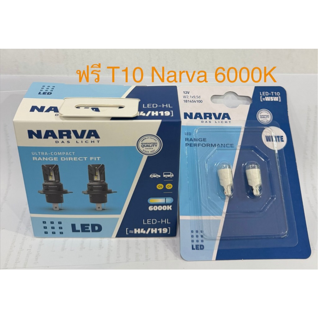 NARVA หลอดไฟหน้ารถยนต์ LED 6000K และ 3500K ขั้ว H4/H19, H7/H18, H11,HB3/H4 (12V และ 24V) Direct Fit 