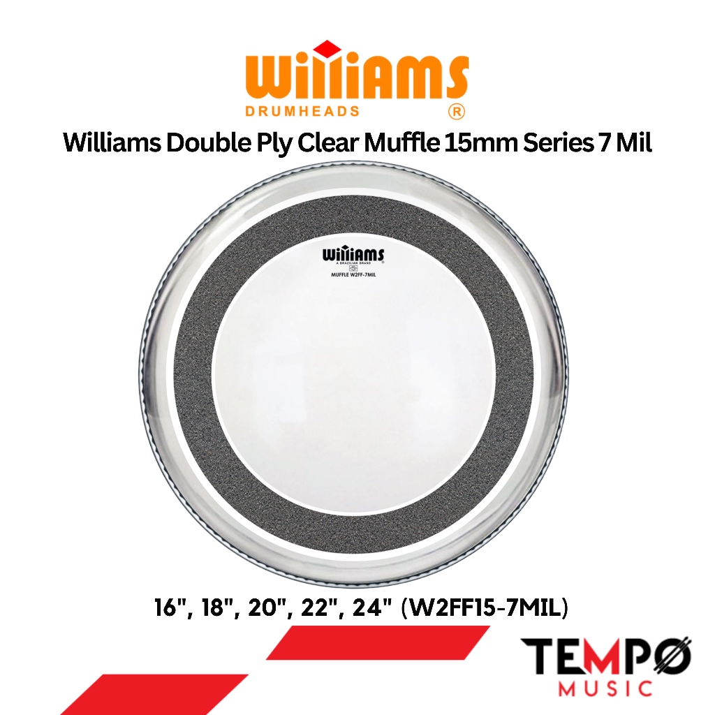 หนังกระเดื่อง Williams Double Ply Clear Muffle 15mm พลังหนัก หนา ทนทาน รุ่น W2FF15