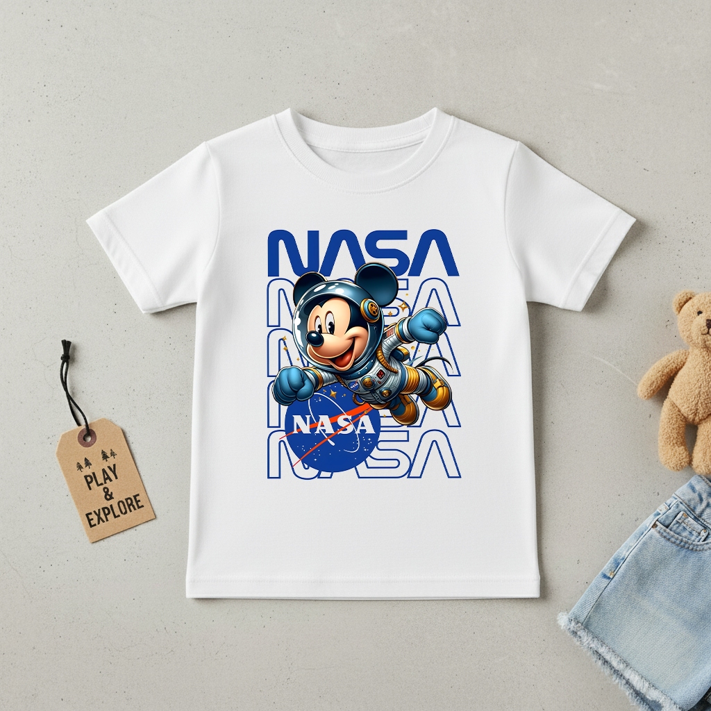 เสื้อยืดเด็ก NASA เสื้อสีขาว