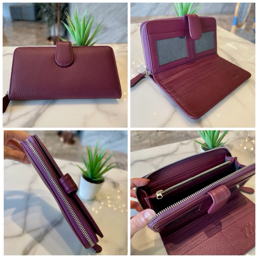 TLux item 77 หนังวัวชามัวร์พ่น กระเป๋าสตางค์หนังแท้ใบยาว หนังวัวแท้ กระเป๋าสตางค์ซิปรอบ ใส่บัตรได้เยอะ ใส่แบงค์ได้มาก - รูปที่ 6