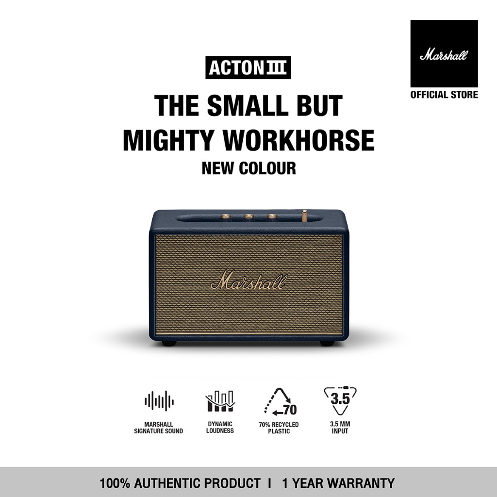 [NEW COLOUR] MARSHALL Acton III Midnight Blue -  รับประกัน 1 ปี + ส่งฟรี - ลำโพง