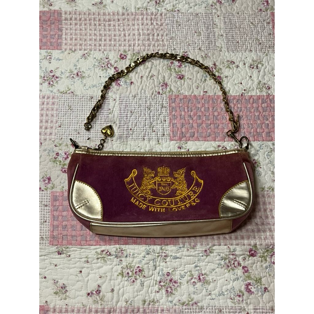 𓊆 Vintage ‘Juicy Couture’ velour mini shoulder bag 𓊇 กระเป๋าสะพายข้างจุ๊ยซี่วินเทจมือสอง ขนาด12นิ้ว 