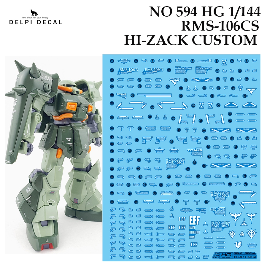 ดีคอลน้ำ [DELPI] 594 HG 1/144 RMS-106CS HI ZACK CUSTOM [A.O.Z RE-BOOT VER] GUNDAM WATER SLIDE DECAL