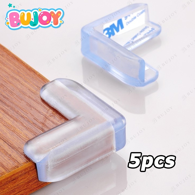 5PCS กันกระแทกมุมโต๊ะ ซิลิโคนกันกระแทก ที่กันขอบโต๊ะ กันชนมุมโต๊ะ กันกระแทก สีใสพร้อมกาว 3M ติดตั้งง่าย ทนทาน