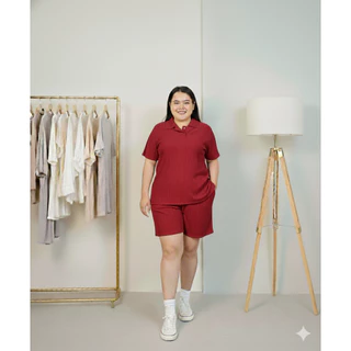 [ลด ล้างสต็อก] ชุดเซ็ทสาวอวบ สาวพลัสไซส์ 100 โลใส่ได้ คอปก อก 46-50 นิ้ว ใส่สบายทั้งตัว TZ5010