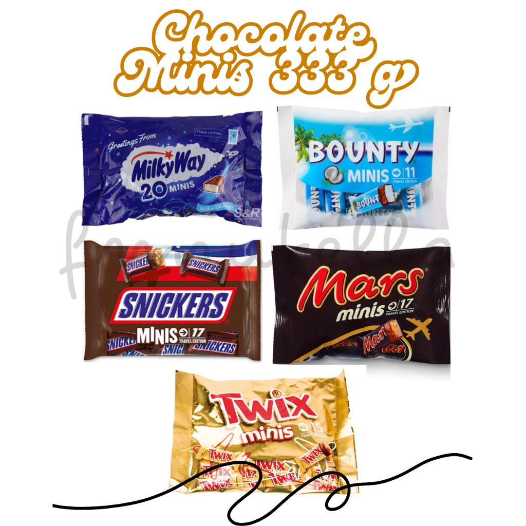 Chocolate Minis (Twix , Snickers , Mars , Bounty , Milky way) น้ำหนัก 333 กรัม สินค้าจากต่างประเทศ