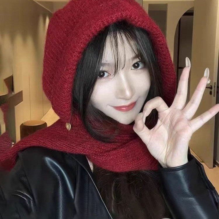 หมวกถักผู้หญิง หมวกกันหนาว หมวกขนสัตว์ หมวกบักเก็ต ทำให้ใบหน้าดูเล็กลงเมื่อศีรษะใหญ่ ช่วยปกป้องหู - รูปที่ 5