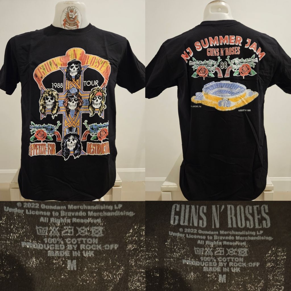 🔥เสื้อวง Gun N' Roses (กันแอนด์โรส) เสื้อวงงานลิขสิทธิ์แท้ นำเข้า-UK ป้ายปั้มคอ ของแท้ สินค้ามือ1🌍