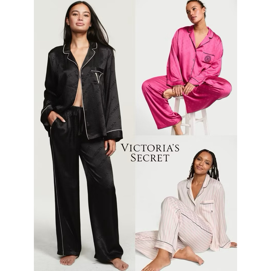 🩷| Pre- Outlet | 🇺🇸Victoria's Secret Satin Long PJ set ชุดนอนวิคตอเรีย ซีเครตผ้าซาตินขายาว