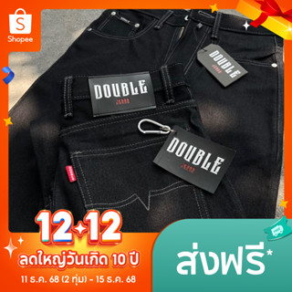 DB02 กางเกงมิดไนท์ด้ายเทา 16 oz ผ้าดิบ DOUBLE JEANS ทรงกระบอ…