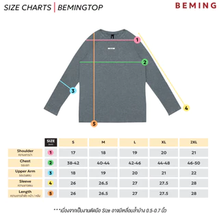 Bemingtop1078(S-2XL)-BMG Crew Neck Tee - เสื้อแขนยาวคอกลมสไตล์มินิมอล โทนเรียบ ปักป้ายโลโก้ BEMING