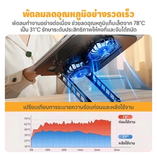 360 °หมุนอลูมิเนียมหม้อน้ำพับแบบพกพาเงียบพัดลมคู่แล็ปท็อปผู้ถือสำหรับ 11-17.3 นิ้วแล็ปท็อปแขวนลอยยก / ฐานกระจายความร้อน