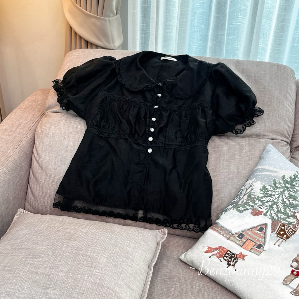 Benzbunny- รุ่น Crystal Puff (อก32-46“) สาวอวบ แต่งกระดุมเพชรชายลูกไม้ #2138 - รูปที่ 6