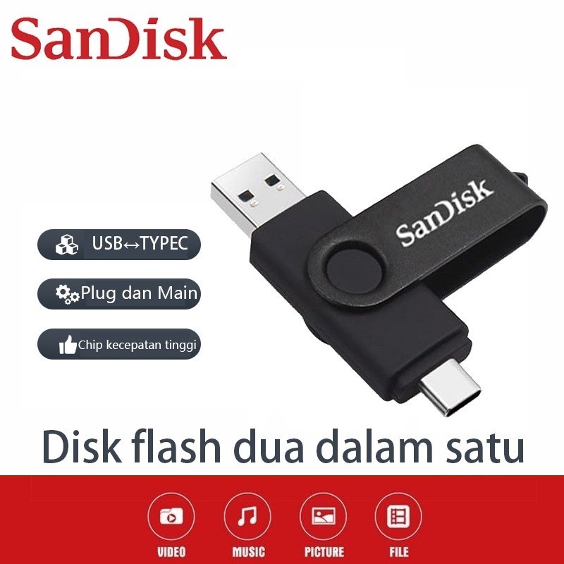 Sandisk flashdisk แฟลชไดรฟ์ Usb3.0 256GB/128GB/64GB แฟลชไดร์ 2 in 1 Otg สําหรับ อุปกรณ์จัดเก็บข้อมูล