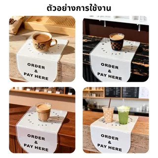 ป้ายอะคริลิค ป้ายติดเคาน์เตอร์ ป้ายติดโต๊ะ ORDER & PAY HERE 15x15cmป้ายอะคริลิค ป้ายหน้าเคาน์เตอร์ ป้ายคาเฟ่