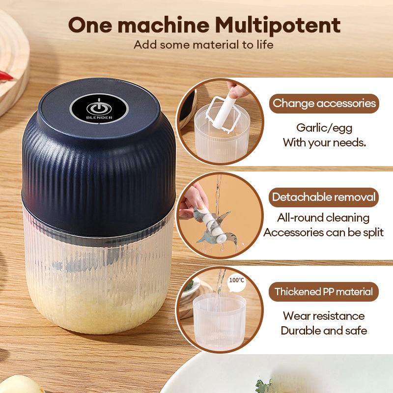 เครื่องปั่นกระเทียม พริก 350ML ไร้สาย ปั่นละเอียด บดเนื้อ บดกระเทียมไฟฟ้า - รูปที่ 3