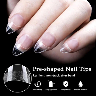 288 ชิ้นสั้นอัลมอนด์เล็บเคล็ดลับครึ่ง Matte เล็บปลอมเล็บปลอม 12 ขนาด Pre-shape เล็บใสเคล็ดลับสําหรับคลุมทั้งหมด
