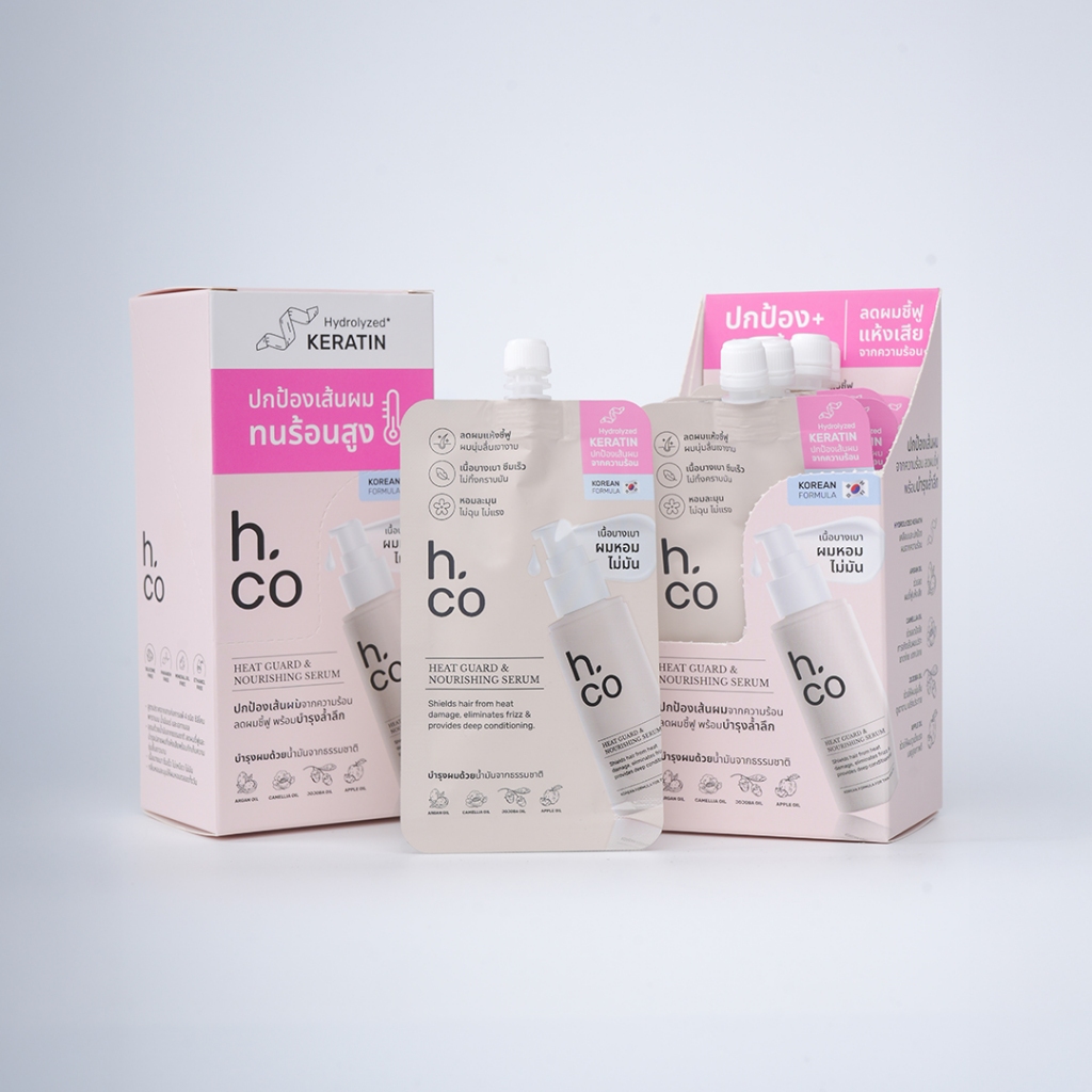 [ขนาดพกพาแพ็ค 6 ชิ้น] H.Co เซรั่มปกป้องผมจากความร้อนและบำรุงเส้นผม Heat Guard & Nourishing Serum