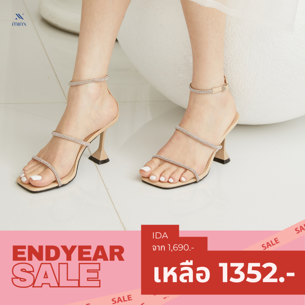 MINX รุ่น IDA ส้นสูงเปิดเท้า ประดับสายเพชร รัดข้อ minxshoes