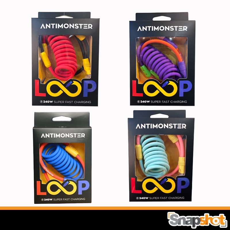 [พร้อมส่ง] ANTIMONSTER LOOP รองรับชาร์จเร็ว 240W Type C สายชาร์จแบบสปริง Fast Charging ของแท้ ออกใบก