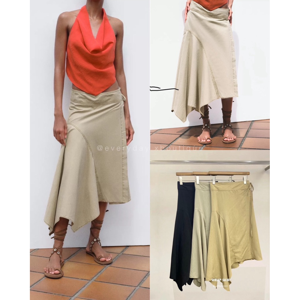 🍄🥨 New Arrival🍄🥨 1150 STUDIOX2 Mid Waist Wrap Skirt (SMLXLXXL 590฿) กระโปรงทรงwrap ผูกข้างตัวดีไซน์ชายสั้นยาว