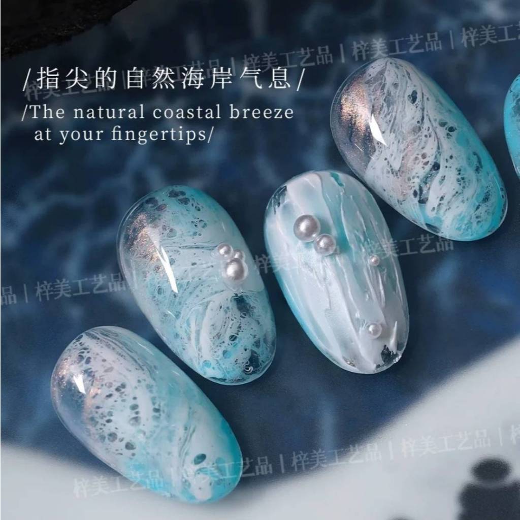 สีเล็บเจลจีน🇨🇳KANIU Sea Wave gel สีโทนขาว ทำงานดีไซน์ลายคลื่นชายทะเล พร้อมส่ง - รูปที่ 3