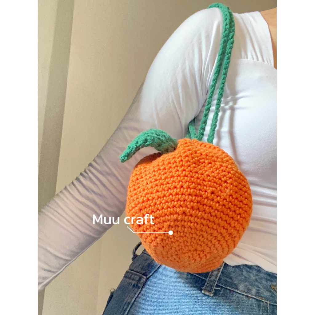 🍊กระเป๋าถักส้ม สะพายไหล่ crossbody |  muu craft