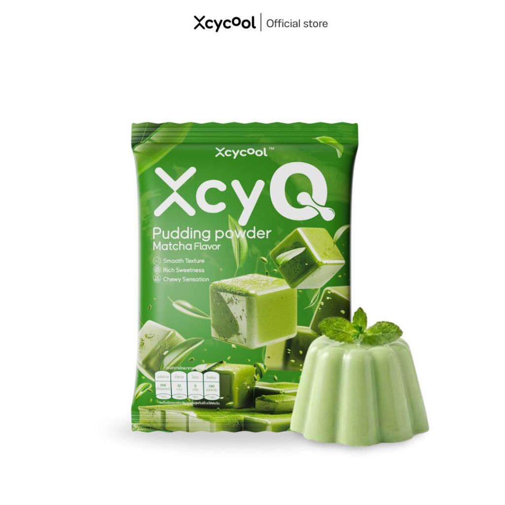 XcyQ ผงพุดดิ้ง/เต้าฮวย 1 ซอง 60 กรัม  รสมัทฉะ Pudding powder Matcha